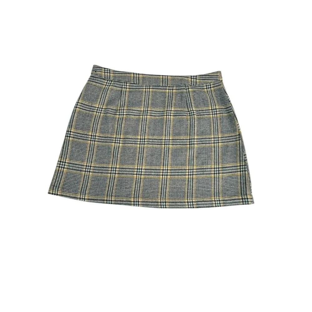 Abercrombie & Fitch Plaid Mini Skirt XL Wool Blend Preppy Y2K Academia Zip NWOT